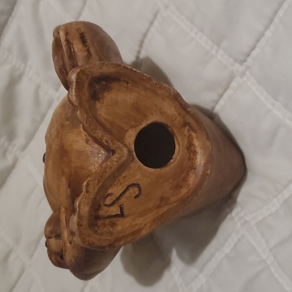 Owl Ceramic Figurine Brown and Yellow Cute with Two Babies - Picture 3 of 4